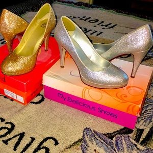 Gold & Sliver Heels size 10